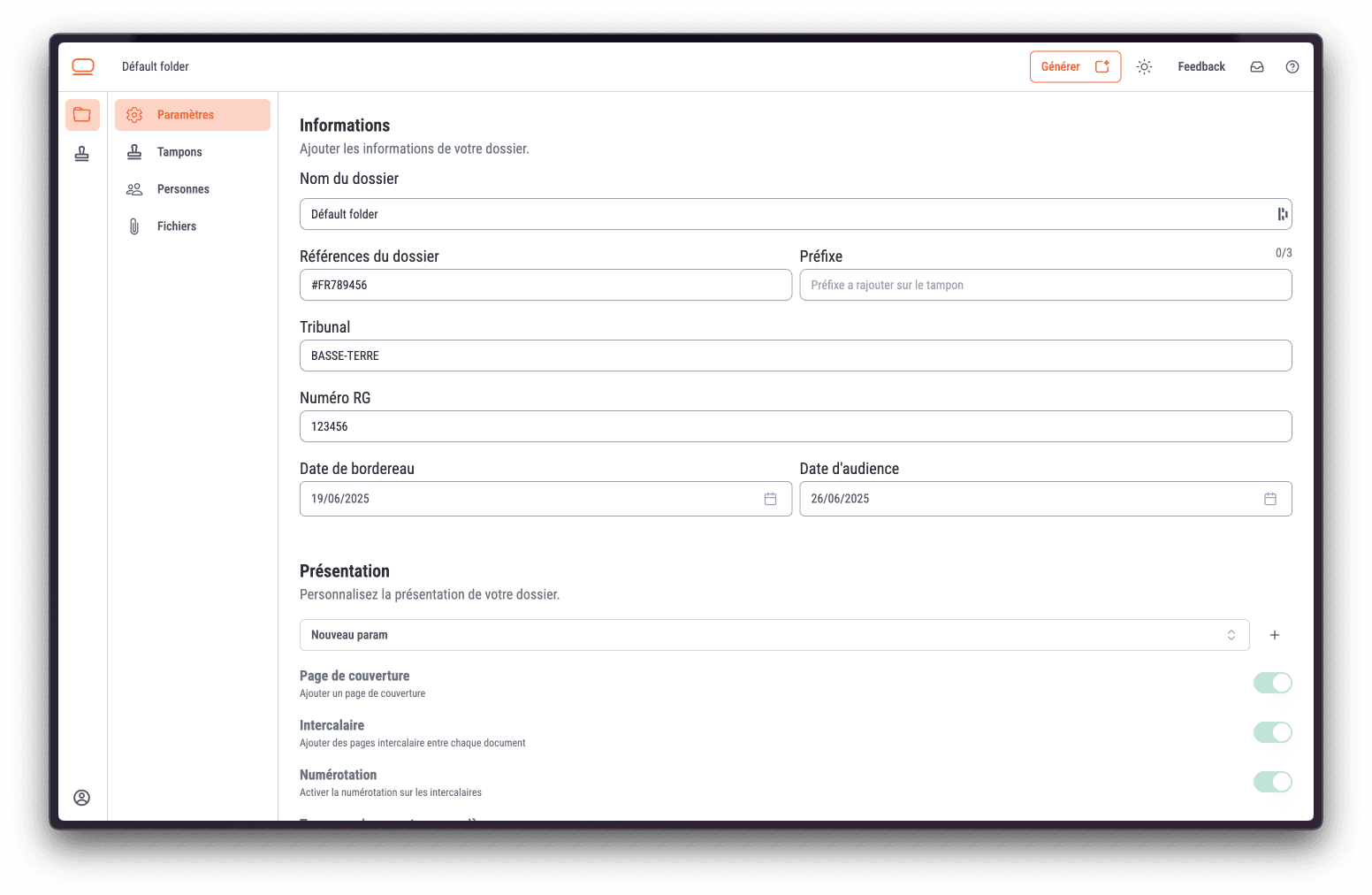 Interface Lexiwork - Application gestion documents développée par Hexanov
